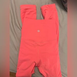 Lululemon Align Leggings Size 8 Nulu Fabric Raspberry Cream Color 25 inch